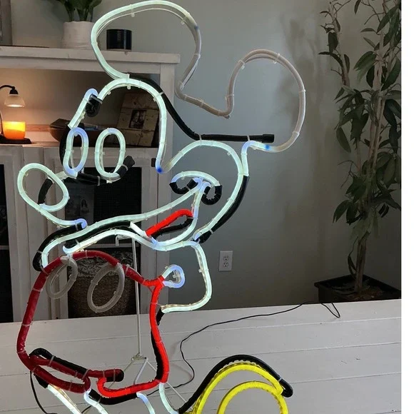 Disney Mickey Mouse Large LED Neon Style Sign Light Red Yellow 31x19 Retro Decor - Picture 12 of 12